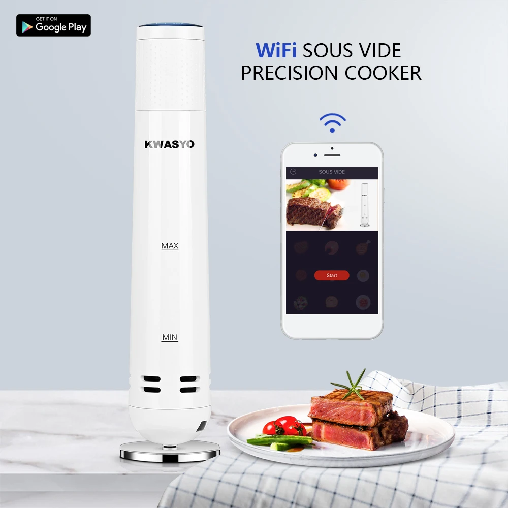 KWASYO, мультиварка, вакуумная, медленная, Sous Vide, пищевая плита, 1000 Вт, мощный, погружной, циркулятор-Wifi, приложение, умное управление, таймер, дисплей