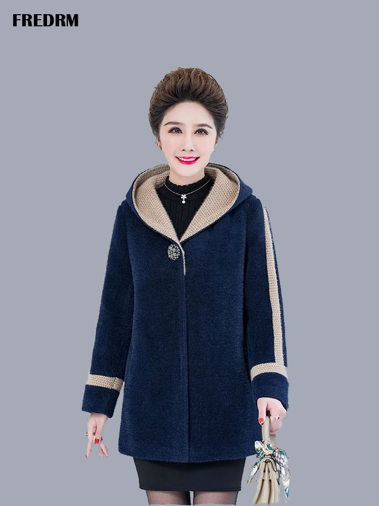 FREDRM шерстяное пальто для женщин 2019 новинка зима искусственный мех норка кашемир