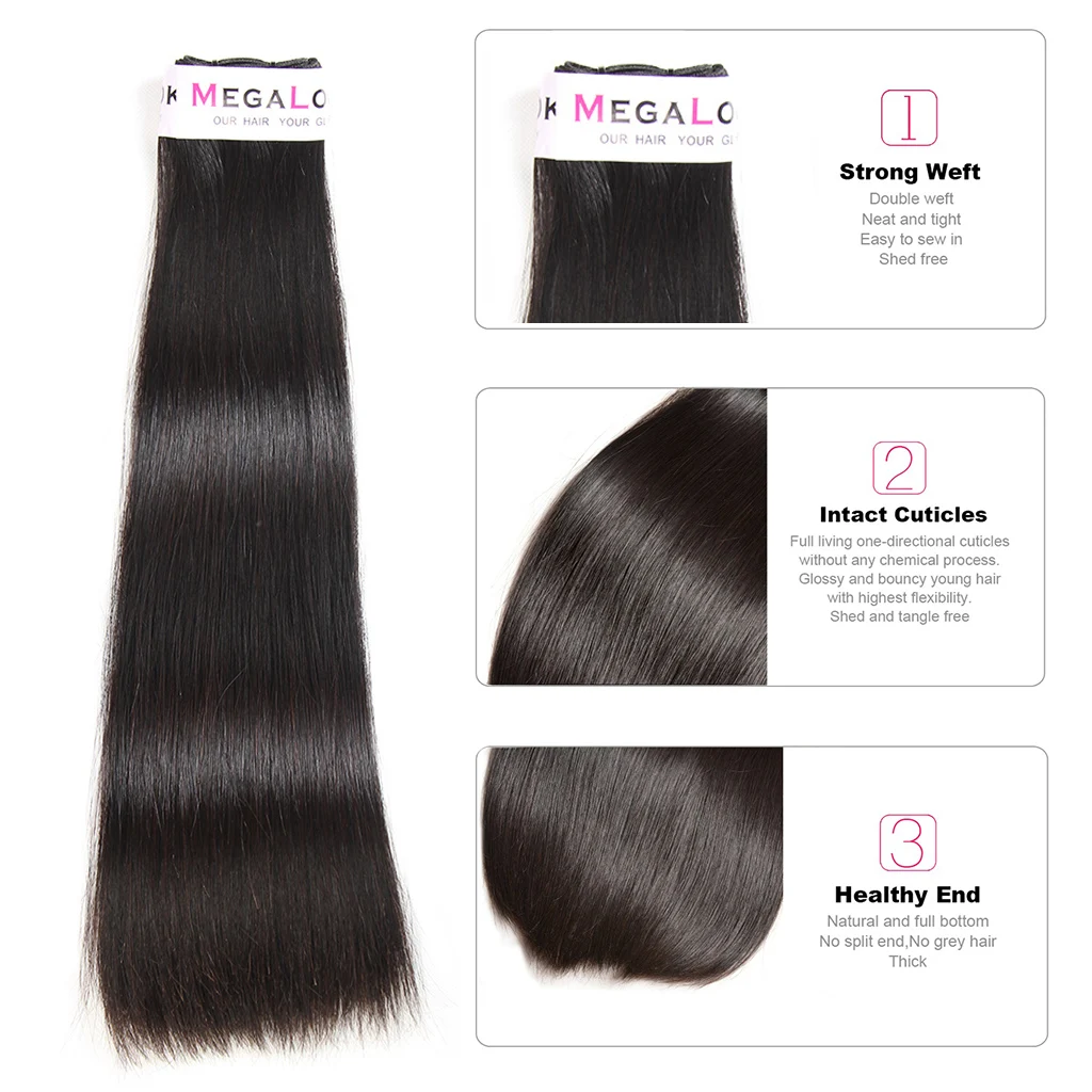 Двойные вытянутые волосы девственницы пряди Megalook до самых светлых тонов прямые