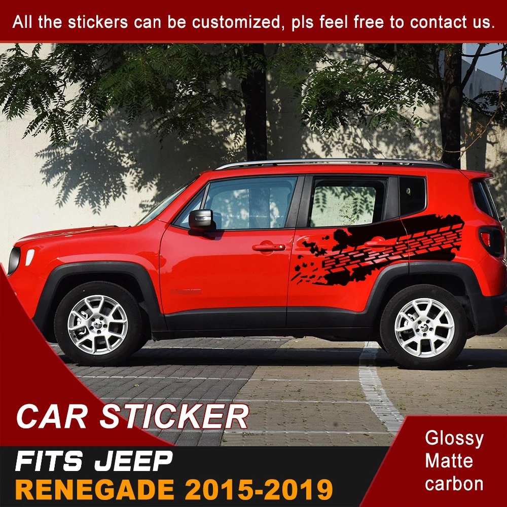 Car Decals Side Body Tire Tracks Mud Graphic Vinyl Cool Sticker Customized Fit For Jeep Renegade 2015 2016 2017 2018 2019