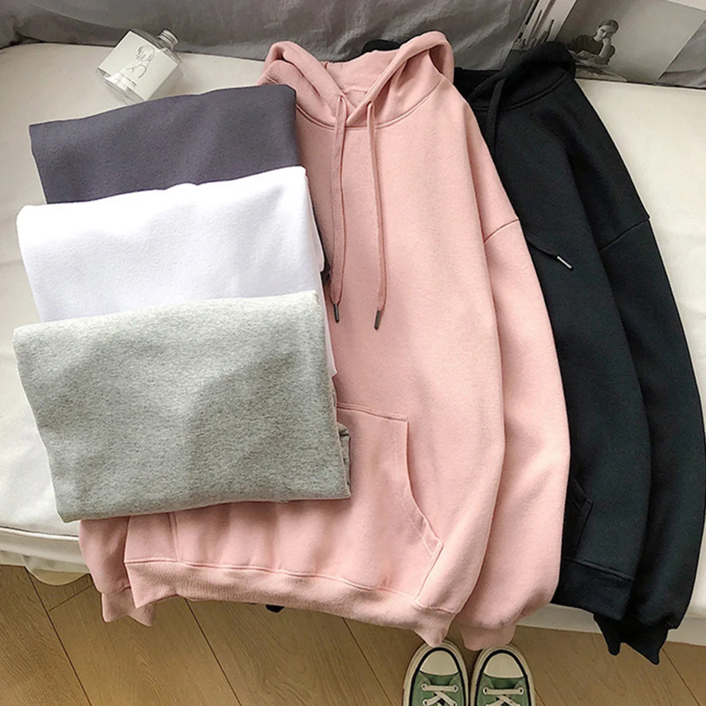 

Women Solid Color Hoodies Hooded Long Sleeve Drawstring Pocket Loose Casual Autumn Sweatshirt Plus Size 5XL Harajuku Hoodies