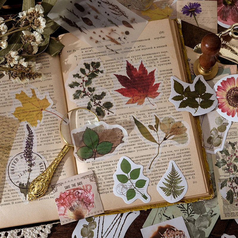 

60pcs Boxed stickers retro memory room series literary hand account DIY decorative sealing stickers aesthetic stickers