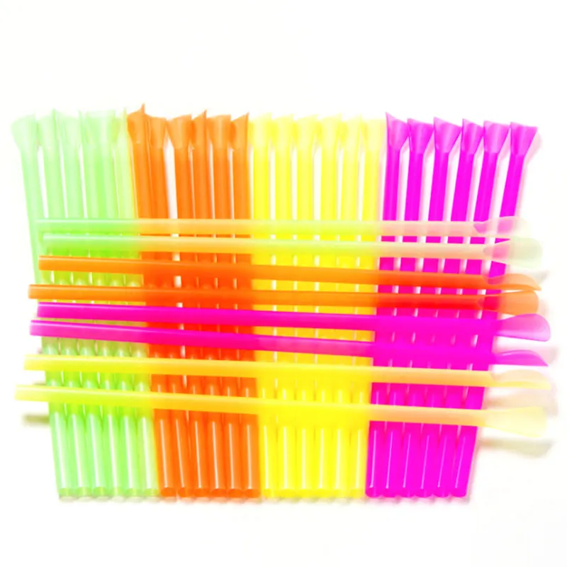 50 шт пластиковые соломинки для питья ложка красочные одноразовые Чай