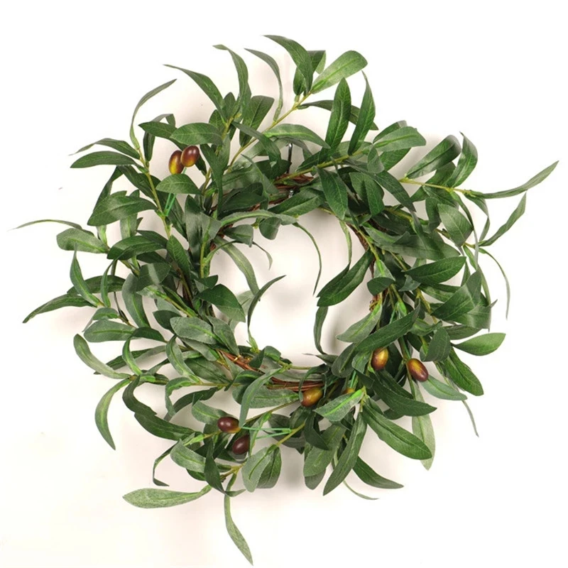 

Hot Olive Leaf Garland Artificial Plant Vine Rattan Wreath For Wedding Door Decoration Wall Hanging Diy Greenery Wreath