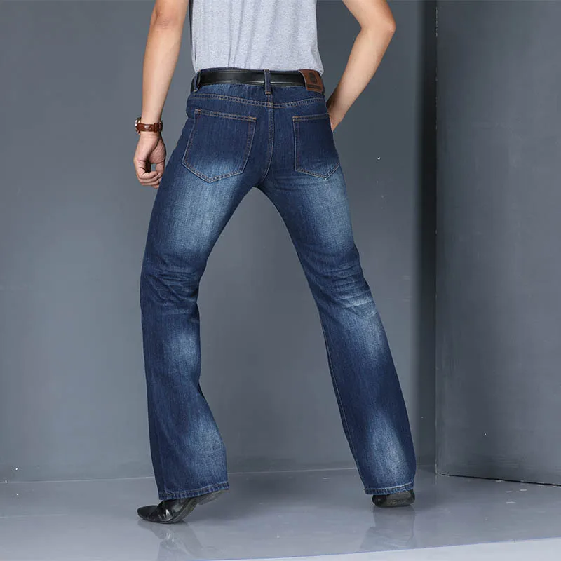 2021 Spring Casual Slim Blue  Bootcut Flared Jeans For Men Boot Cut Flare Denim Pants Fashion Designer Classic Long Trousers