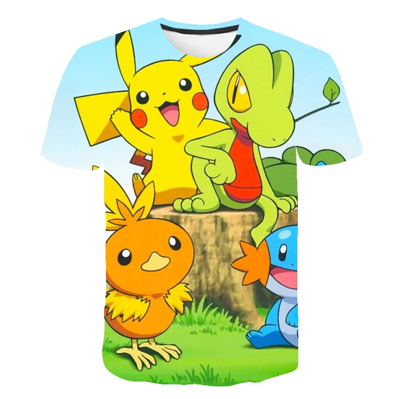 

4-14 Years Old Boys And Girls Anime Print T-Shirt Children's Casual O-Neck Short-Sleeved Summer Fun Picture Pokemon