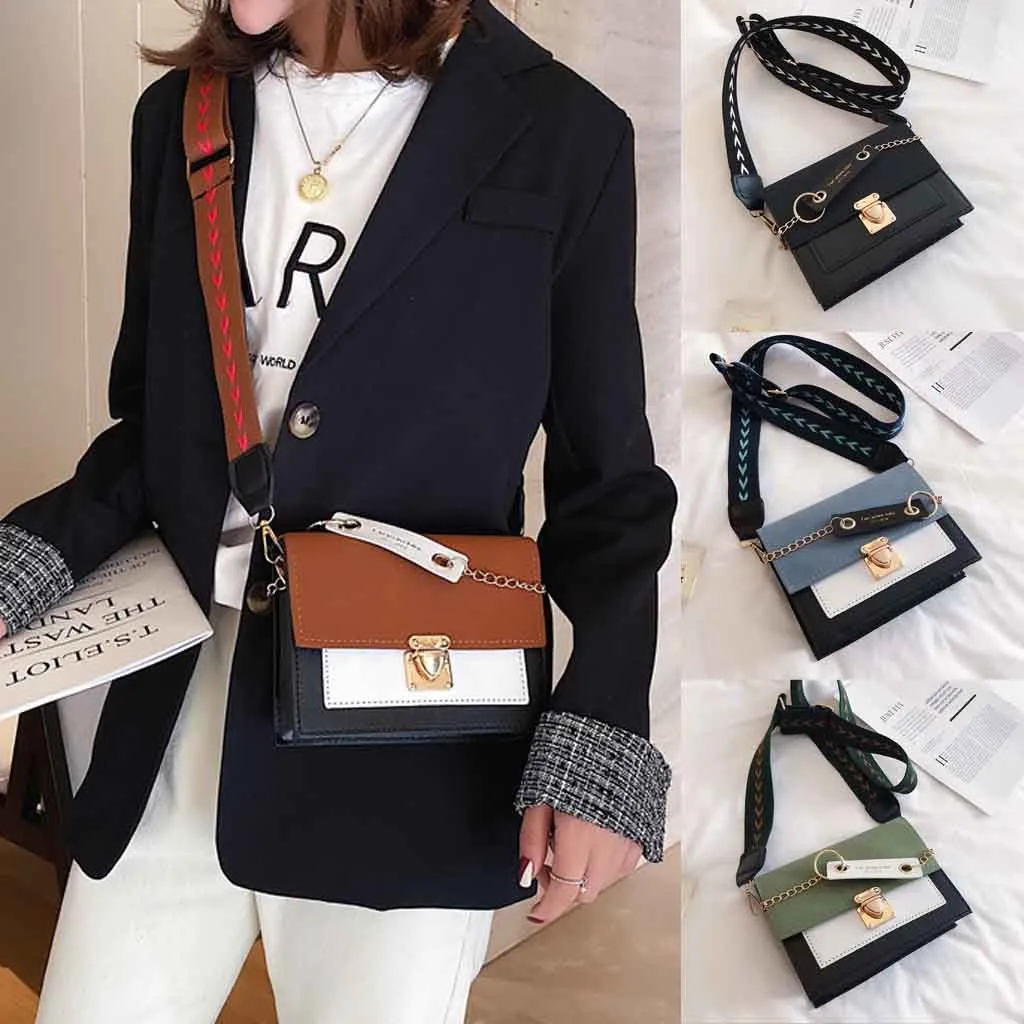 Женская матовая сумка мессенджер контрастных цветов модная маленькая