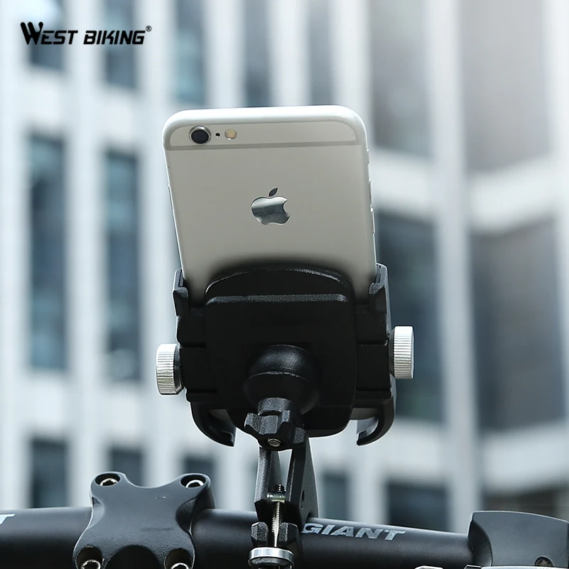 

WEST BIKING Bicycle Mobile Phone Holder 4-6.8" Non-slip Durable Rotation Mount Bracket Aluminum Alloy MTB Road Bike Phone Holder