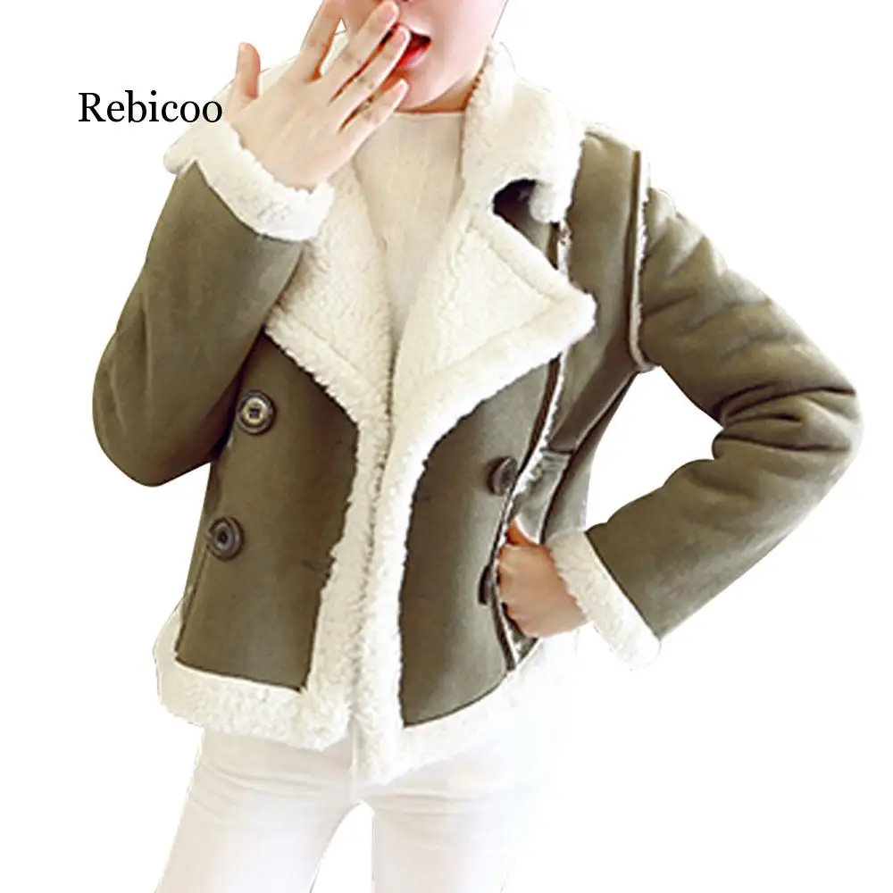 Осенне-зимняя женская Байкерская Плюшевая и замшевая Меховая куртка с карманами