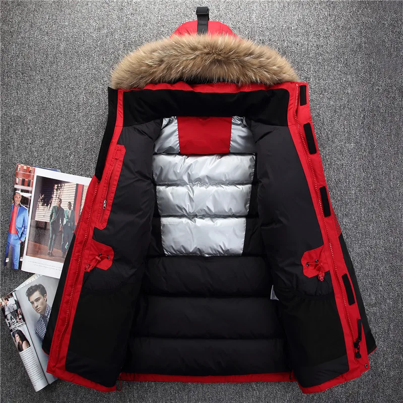 -50 Degree Cold Resistant Russia Winter Jacket Men Top Quality Genuine Fur Collar Thick Warm White Duck Down Coat | Мужская одежда