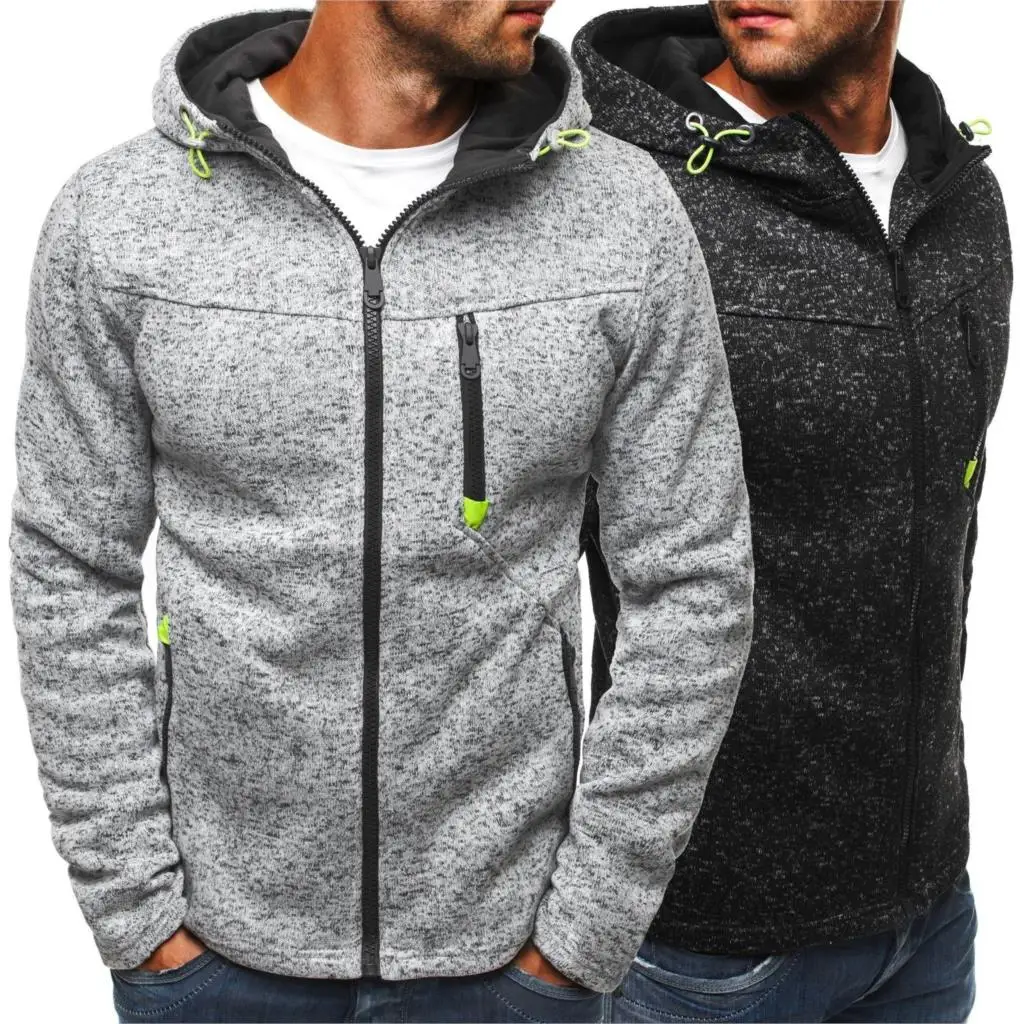 

Plus Size Men's Sweatshirt 2021 Autumn WinterDrawstring Pocket Hooded Sweatshirt Long SleeveZip Slim Coat Men's Hoodies