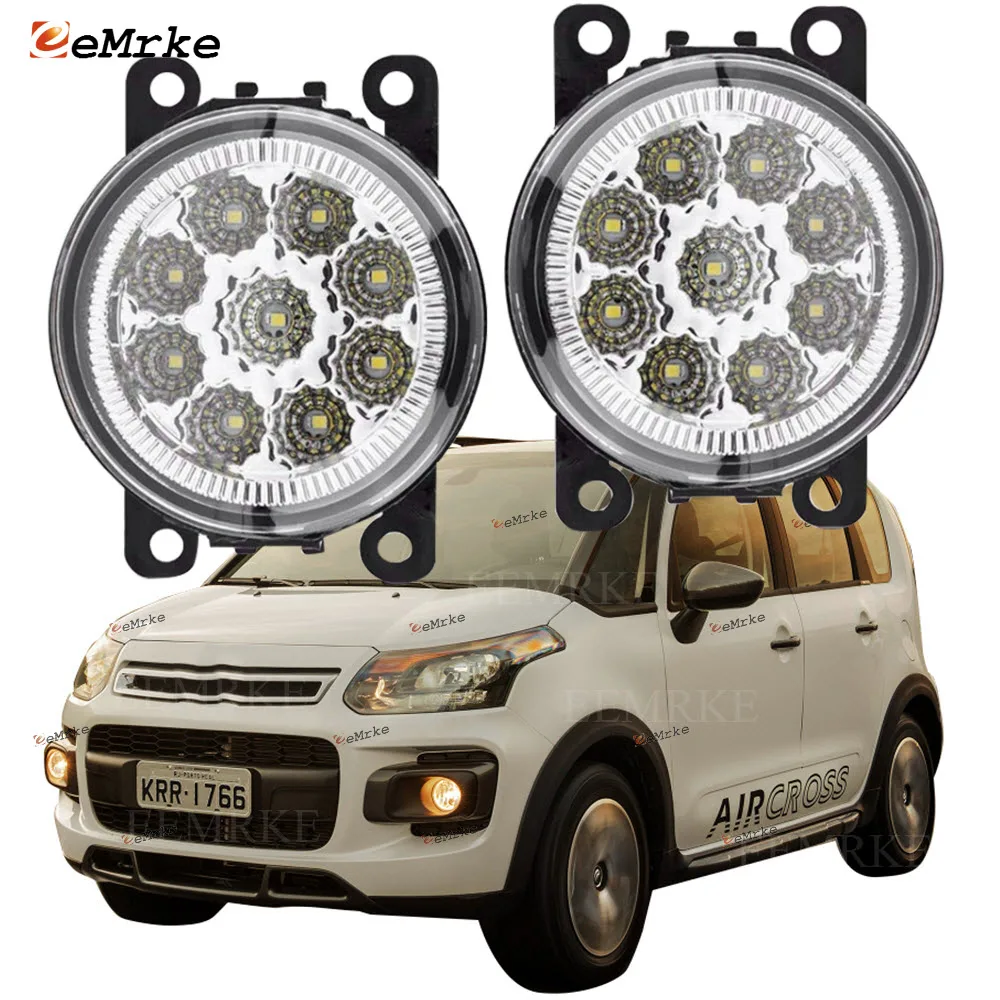 

EEMRKE 2 шт. автостайлинг для Citroen C3 Aircross I 2010 2011 2012 2013-2016 9 шт. светодиодные противотуманные фары H11 12 В противотуманная фара