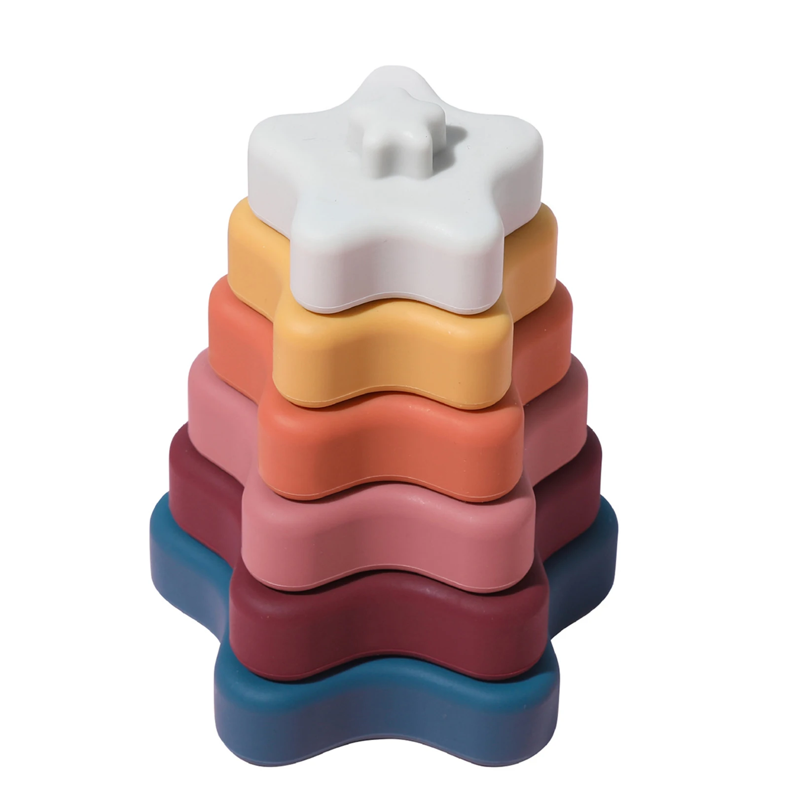 

6-Layer Baby Stacking Toys Soft Silicone Building Blocks Early Educational Learning Stacking Tower Teethers For Boys Girls