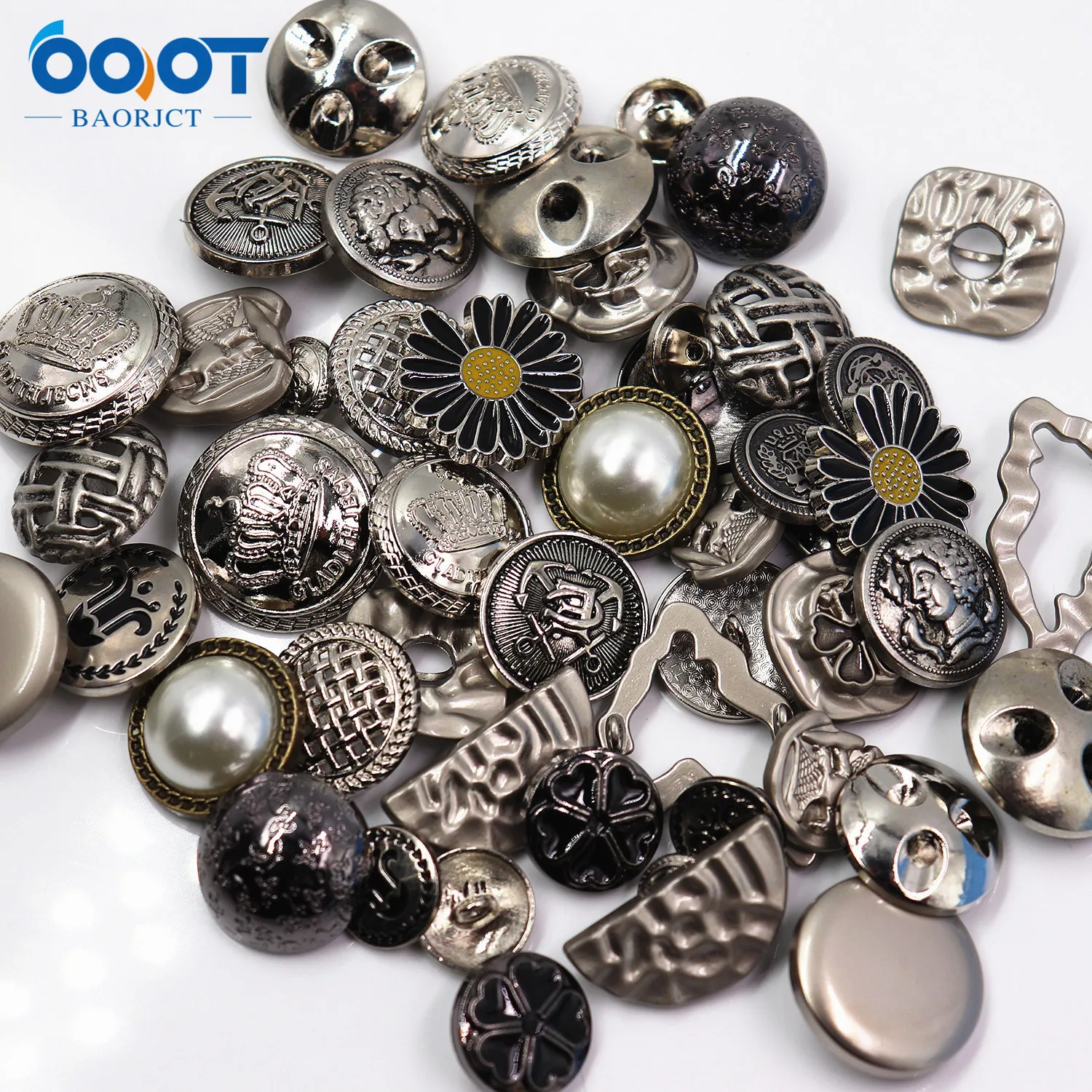 18565 черно-желто-серебристая Металлическая пуговица булавочная 50 различных