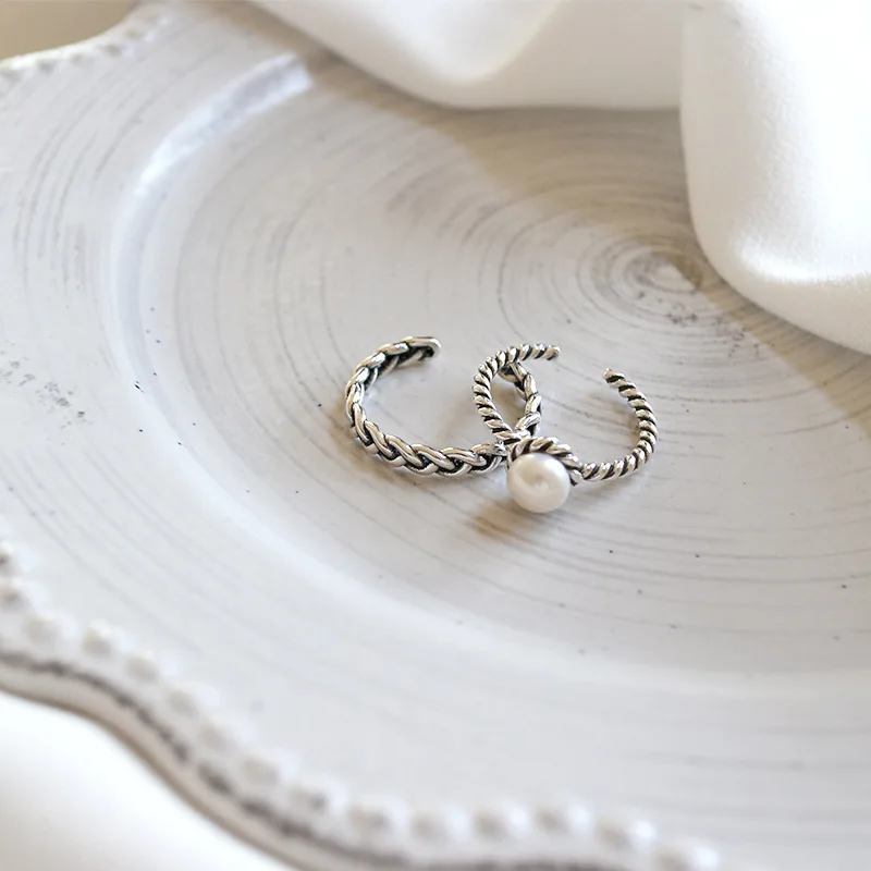 Женское Открытое кольцо YPAY серебряное в стиле ретро витое предотвращающее