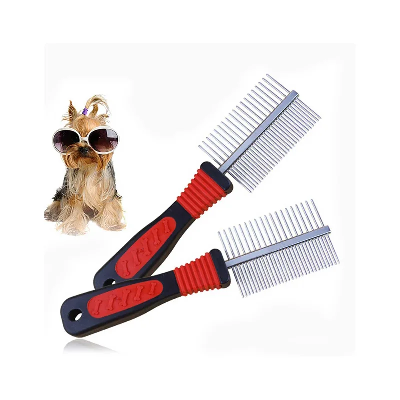

1pcs Pet Brush Double Sided Stainless Steel Flea Comb Dogs Cats Pet Supplies Anti Slip Grooming Tools Lice Brush Pets Products