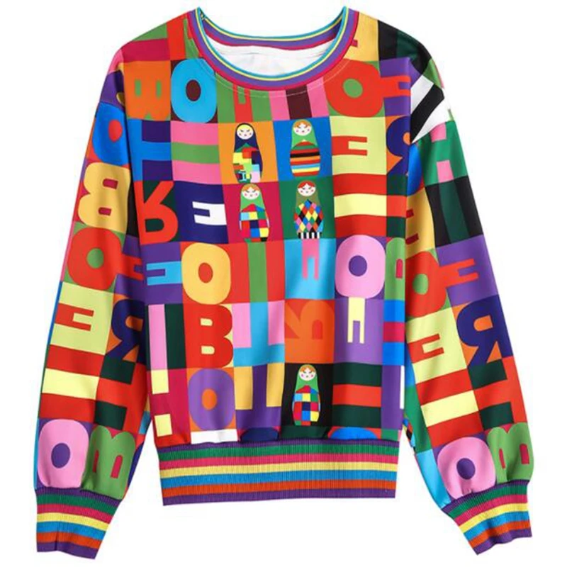 Новый прилив бренд печати Круглый воротник супер огонь свитер женские тонкие