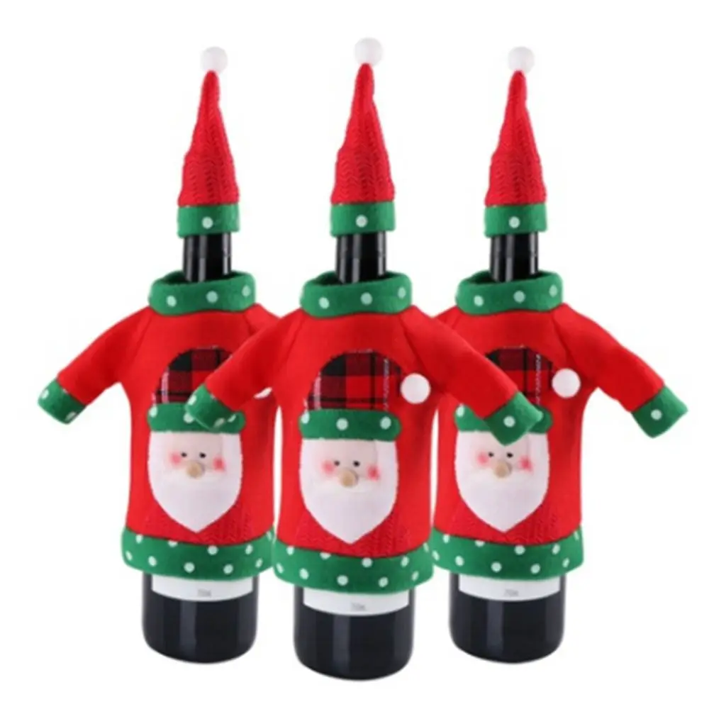 Рождественские украшения 2 шт./компл. чехол с рисунком вина Санта Клауса вязаные