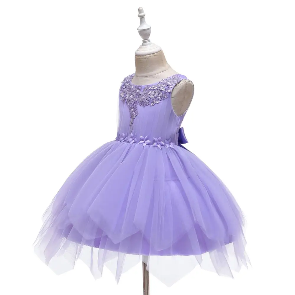 Летнее платье принцессы с вышивкой и бисером для девочек Сетчатое без рукавов от