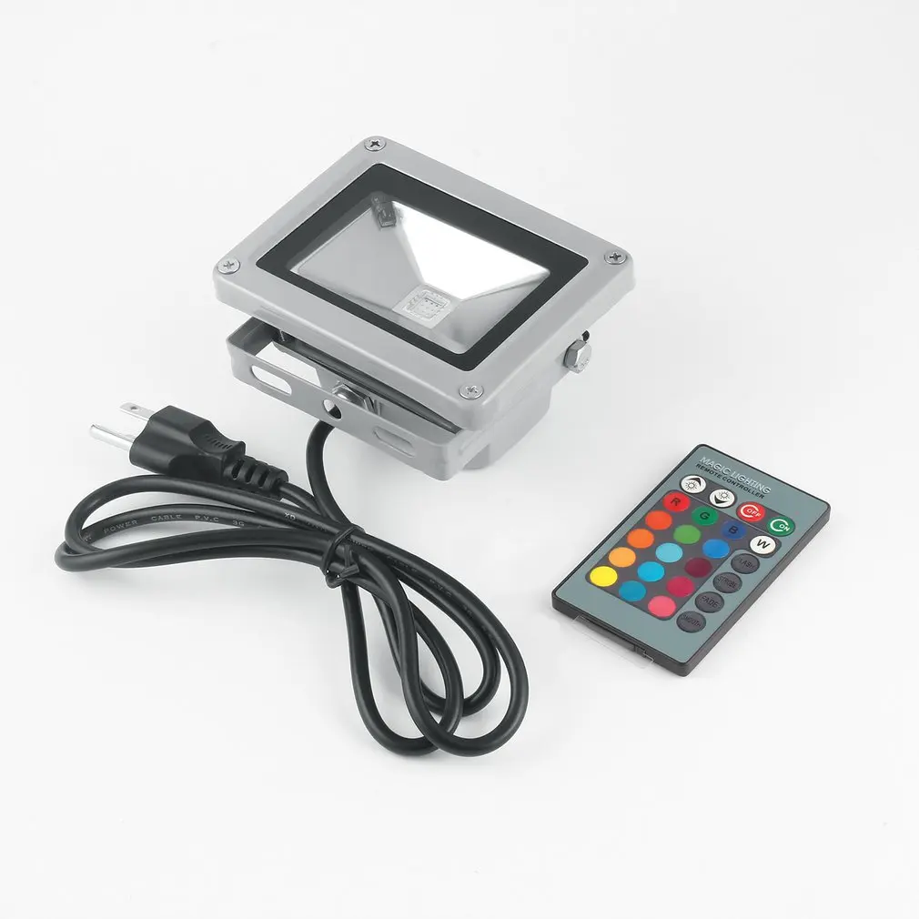 

1pcs Floodlights 10W RGB LED Flood Light Outdoor Lighting Color Changing RGB Remote Control spotlight 85-265V IP65 US Plug