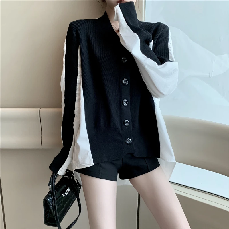 

Короткое спереди и длинное сзади Офисные женские туфли вязаная блузка элегантное платье с рукавами «летучая мышь» Хит Цвет блузка осенние ...