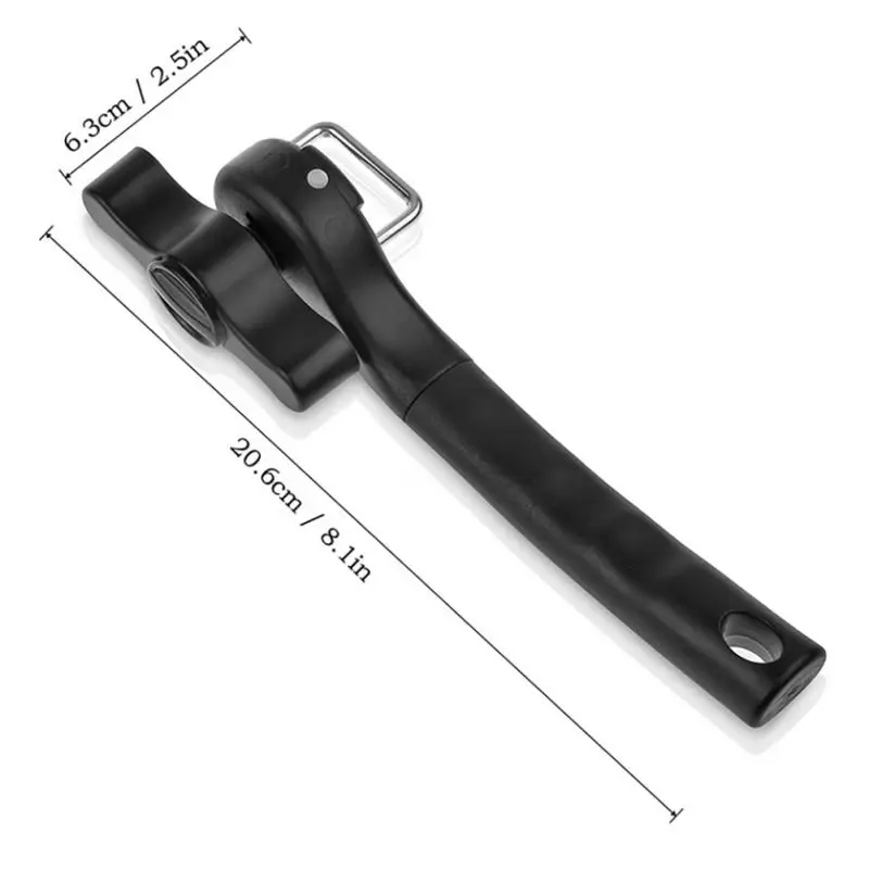 

Bar Multi-function Black Round Non-Slip Single Grips Handle Can Opener Manual Bottle Opener Side Cutting Jar Lid Opener