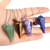 conical green aventurines rose quartzs pendant necklace reiki healing natural stone amulet diy jewelry personality gift