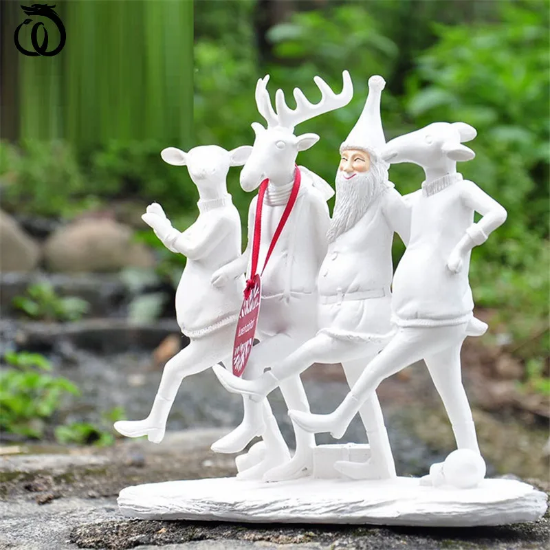 

Рождественский олень Санта-Клаус художественная скульптура украшение живопись Gentry персонаж животное статуя из смолы ремесло Домашний Дек...