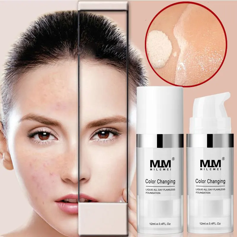 

Concealer Cover Cream Colour Changing Foundation Makeup Warm Skin Tone Foundation liquid Base Moisturizing EY669