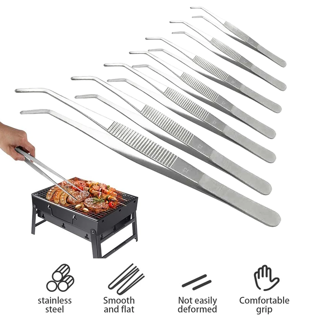 

Stainless Steel Anti-iodine Medical Tweezers Long Straight Forceps 12.5cm-30cm Straight Head Elbow Thicken Medical Tools