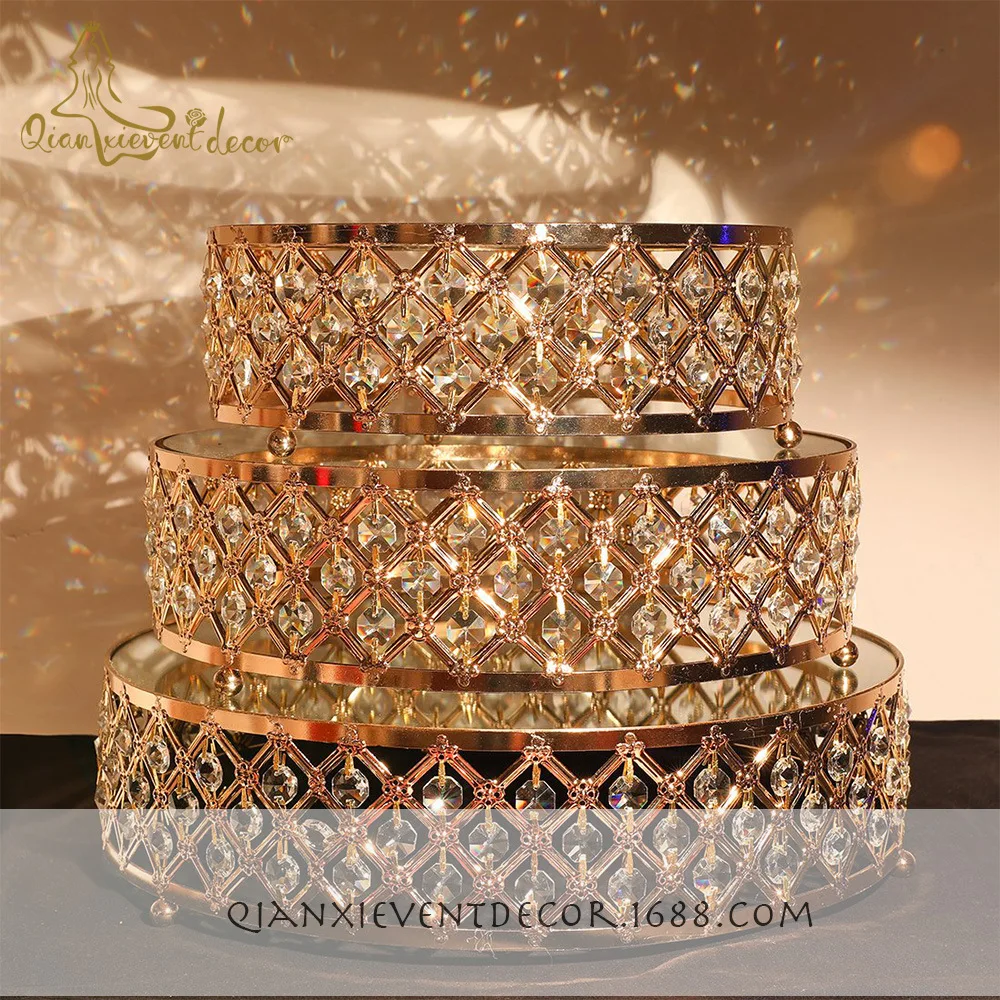 Gold Mirror Metal Cake Stand Round Cupcake Wedding Birthday Party Dessert Pedestal Display Plate Home Decor