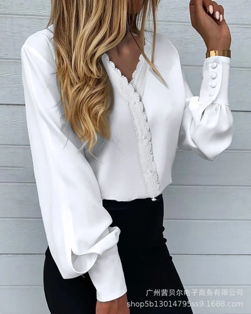 

2021 new white lantern sleeve shirt