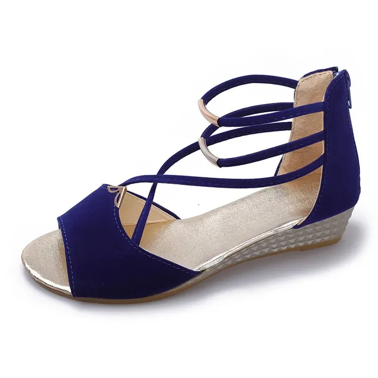 

Clogs Wedge Increasing Height Sandals Straps Velvet Shoes Summer Heels Open Toe 2021 Women's Cross Suit Female Beige Cross-Shoes