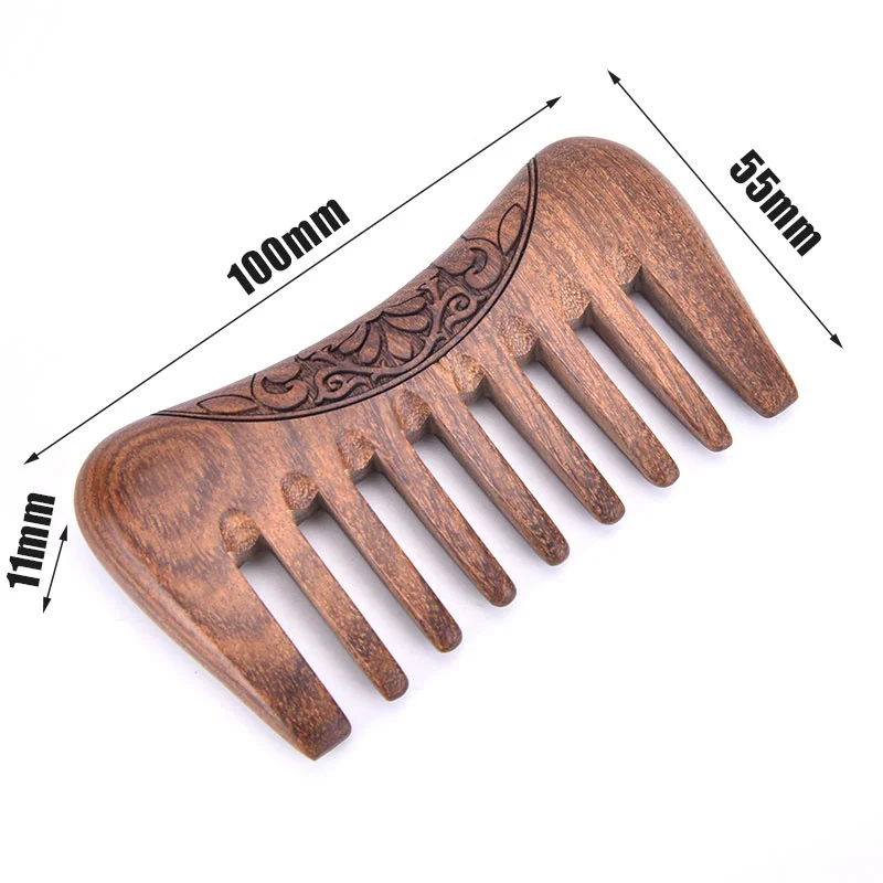 

Pocket Wooden Comb Natural Gold Sandalwood Super Wide Tooth Wood Combs Double Side Engraved Small Hair Combs