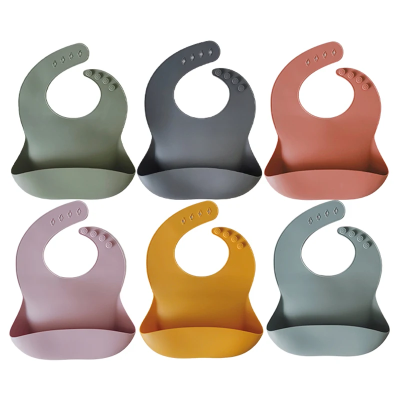 

Thickened BPA Free Waterproof Soft Silicone Baby Bibs easily clean with Eco Friendly for Feeding