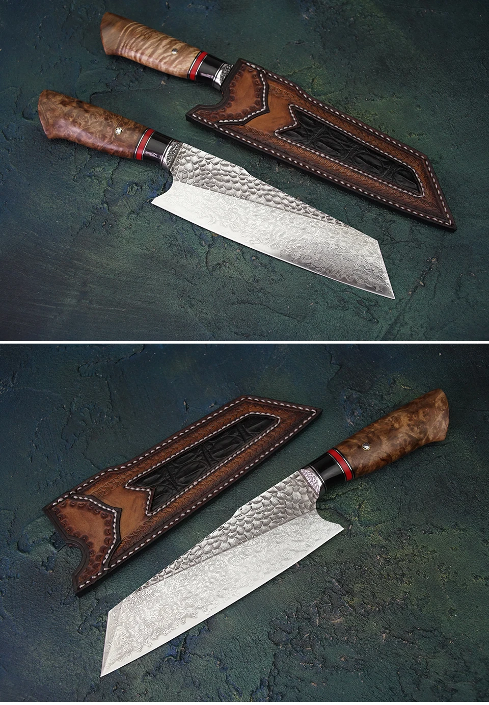 FZIZUO 7,5 ''VG10 Дамасская сталь Santoku нож ручной работы танто Точка кухонные ножи японский набор кухонных ножей кухонные инструменты