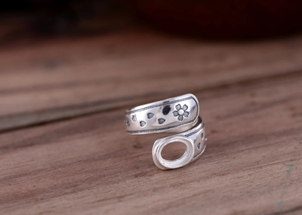 Кольцо без рисунка (6x8 мм овальное рисунка) регулируемое кольцо из тайского