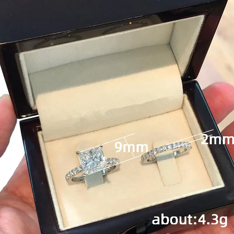 Классические блестящие Роскошные парные кольца Visisap с полным цирконием простые