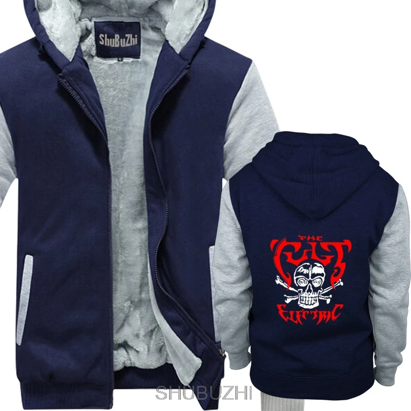 NEW hoodie "ELECTRIC BY THE HARD ROCK BAND THE CULT" DTG PRINTED jacket winter warm coat male thick hoody sbz4526 - Цвет: navy grey