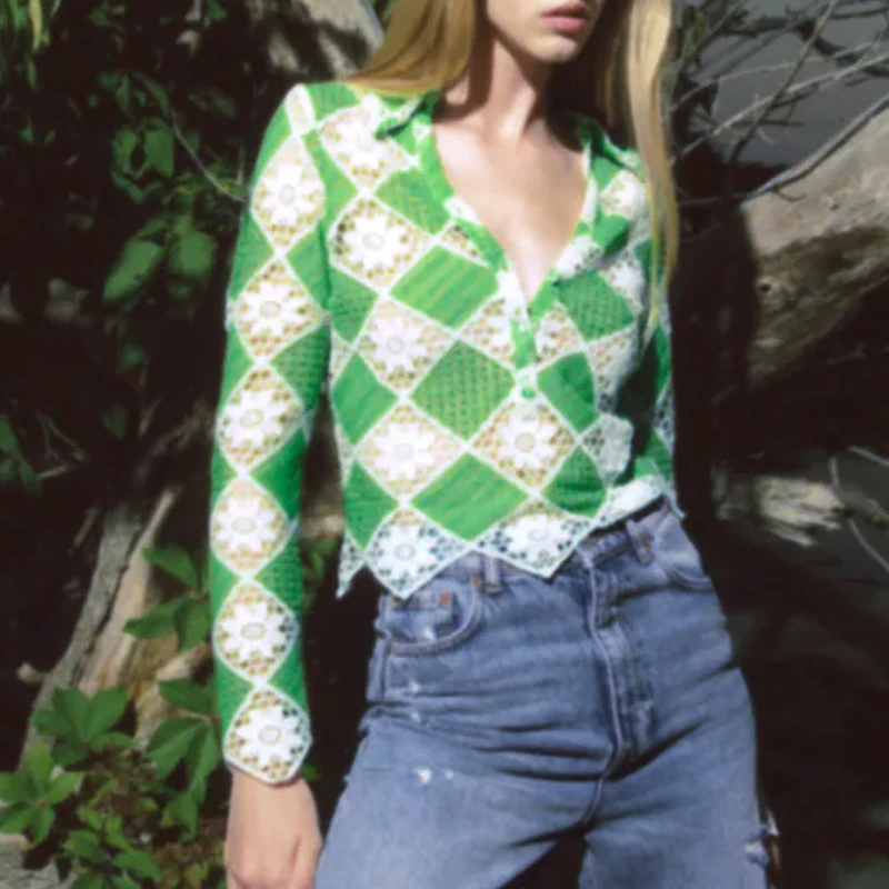 

Женский тонкий свитер с длинным рукавом KUMSVAG, повседневный ажурный кардиган с V-образным вырезом, элегантный уличный свитер на лето 2021