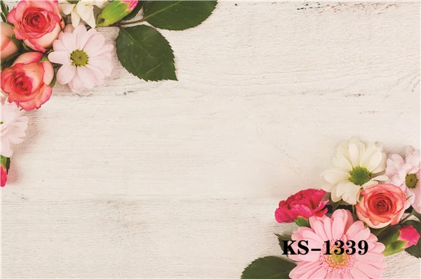 

Vinyl Custom Photography Backdrops Prop Flower and Wooden Planks Theme Photography Background #0109