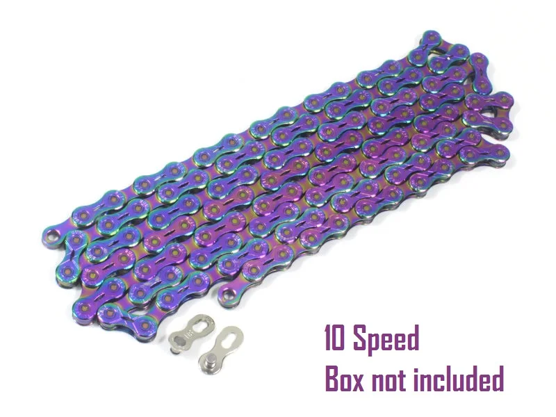 10S Box Not included SUMC велосипедной цепи яркий велосипедный цепной 10/11/12 Скорость Сверхлегкий полу-дутая цепочка цепь цветов радуги w/Волшебный карабин - Цвет: 10S Box Not included