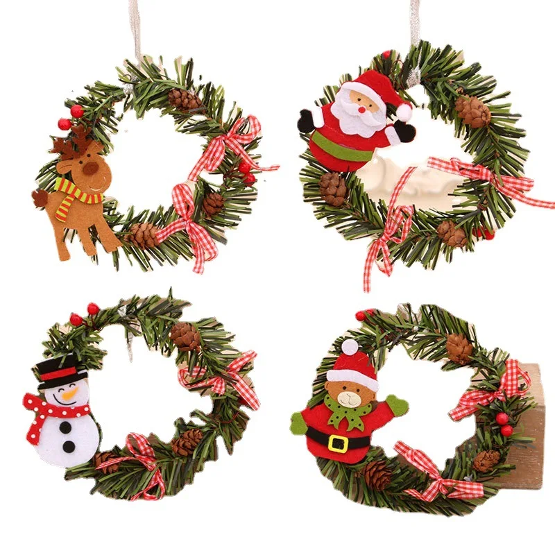 

1pcs Christmas Wreath Rattan Wreaths Christmas Door Decorations Pendant for Xmas Tree Window Wall Holiday Festival Decoration