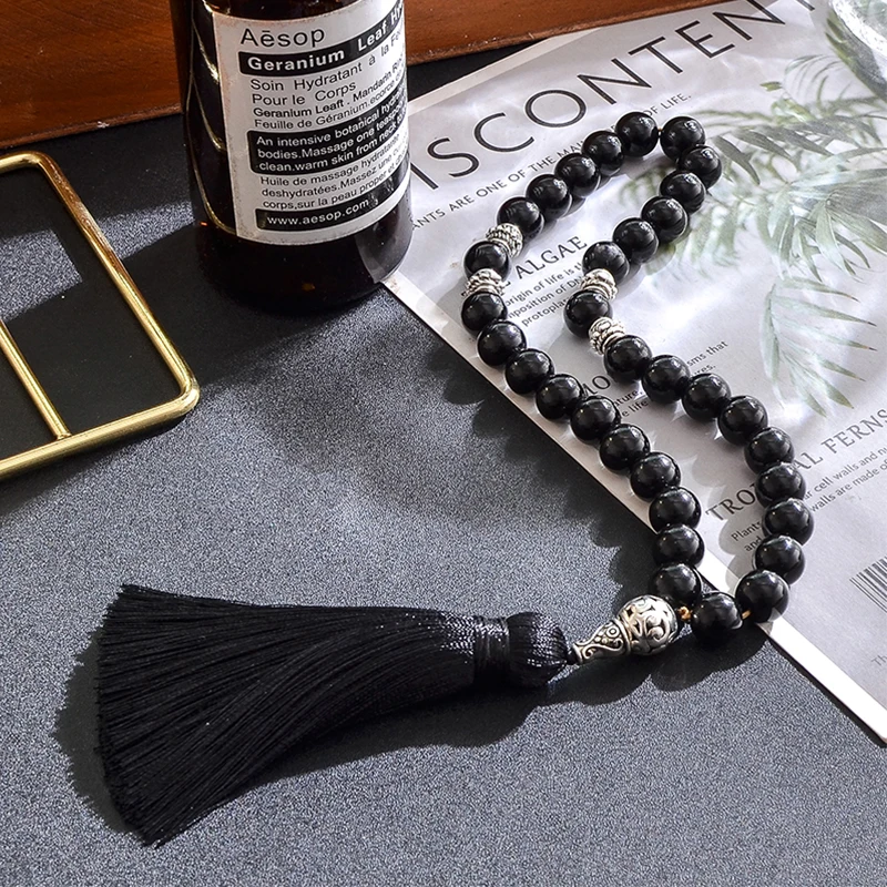 8 мм/10 мм черный оникс желтый тигровый глаз исламский брикет 33 молитвенные бусины