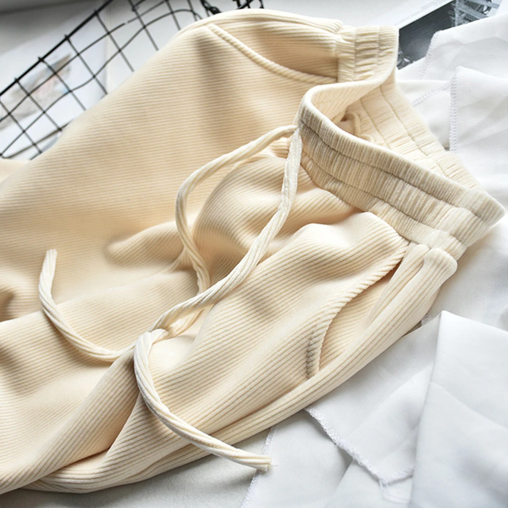 

Soild Thicken Fleece Femme Pantalon Autumn And Winter Velvet Casual Slim Pants Women High Waist White Straight Corduroy Trousers