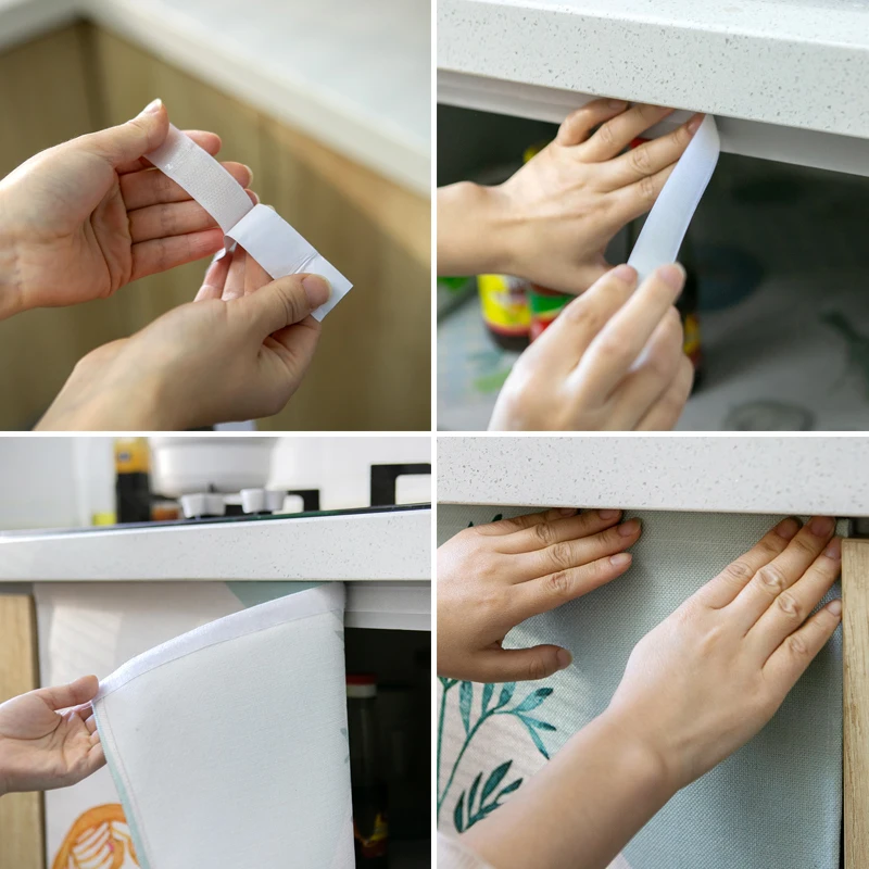 

Nordic Velcro Door Curtains For Kitchen Fruite Cartoon Printing Short Cabinet Curtain Dustproof Blackout Binds Window Treatments