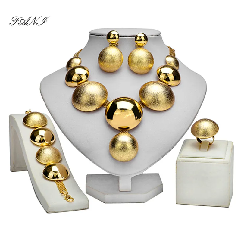 Fani Дубай Золотой дизайнерский Ювелирный Набор оптом нигерийский женский