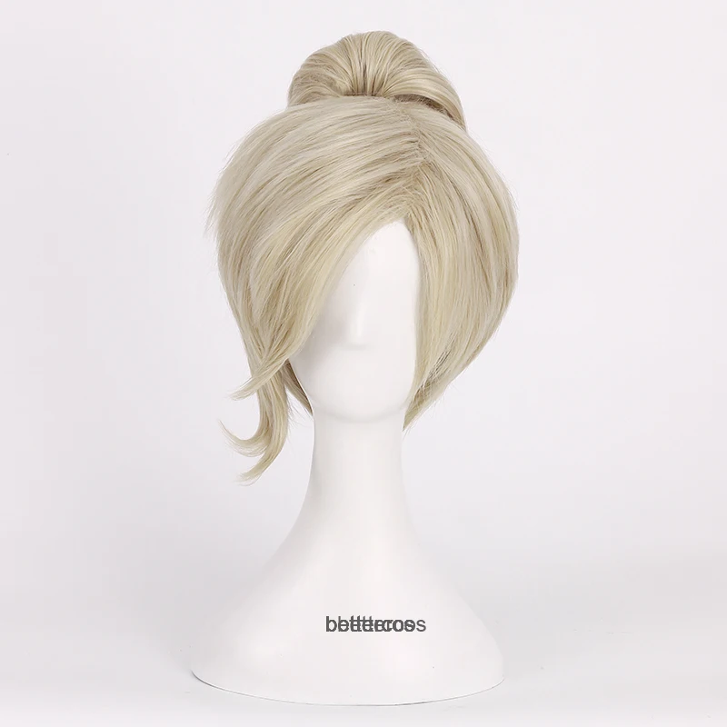 Парик для косплея из короткого льняного светлого конского хвоста термостойких