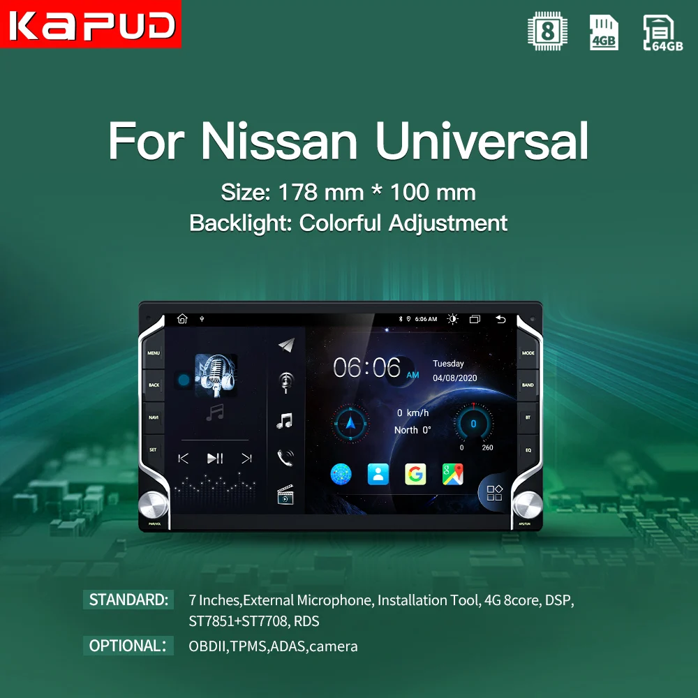 Kapud Android 10 0 Авторадио 7 дюймов 2Din универсальный GPS мультимедийный плеер для Nissan
