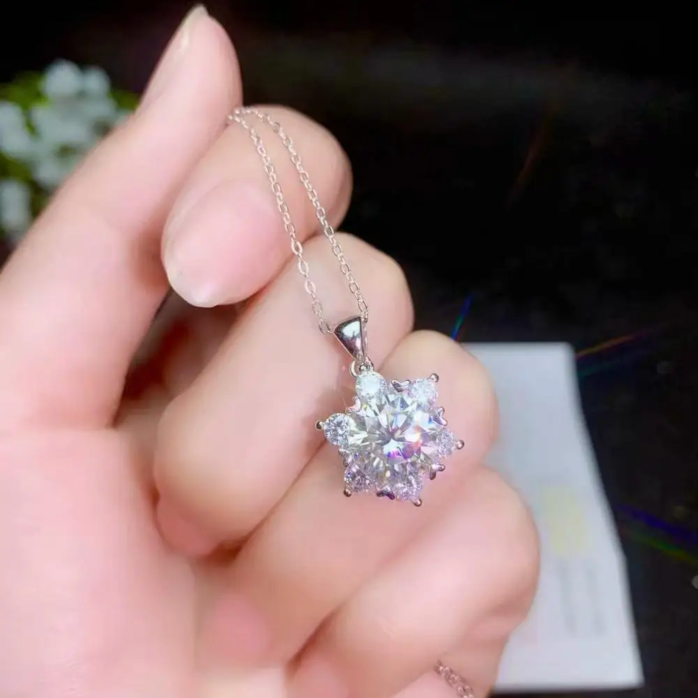 Настоящий Муассанит Супер популярные стили ожерелья женская вечеринка. Серебро